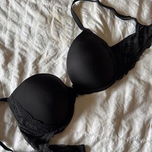 Victoria's Secret Black Lace Trim Push-Up Bra